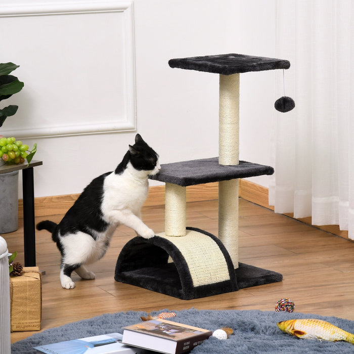 72cm Cat Tree, Climbing Centre, Sisal Post, Arc Perch, Grey