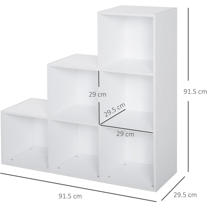 6-Cube Storage Bookcase, White 3-Tier
