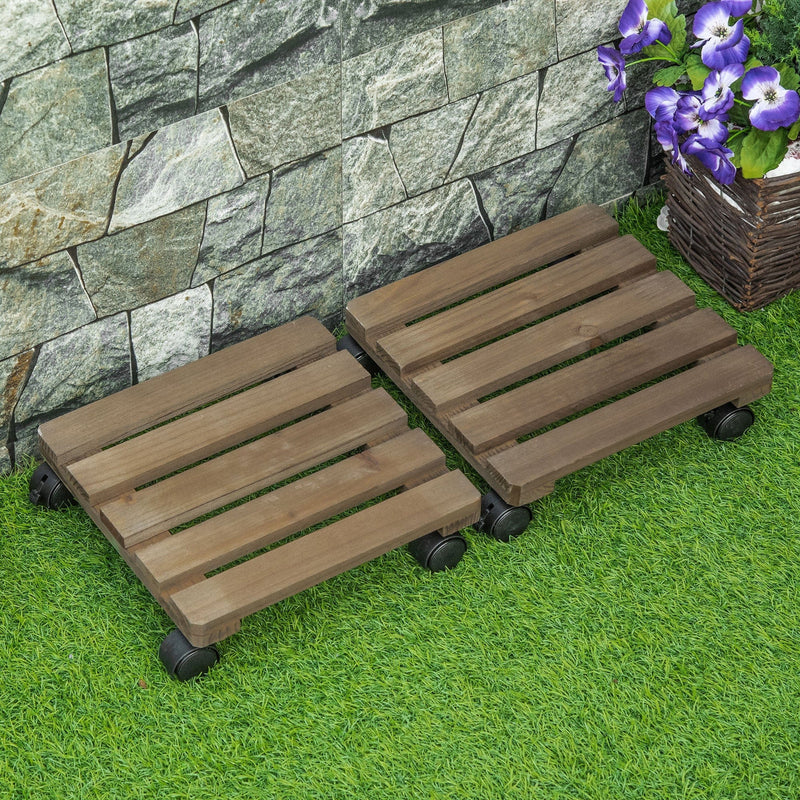 Plant Stand with Wheels (2 Pack) Outsunny