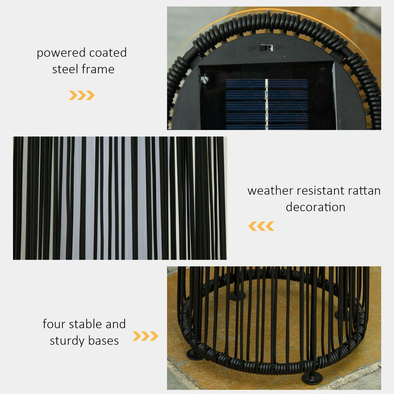 PE Rattan Solar Lanterns, Woven Wicker, Auto On/Off Outsunny