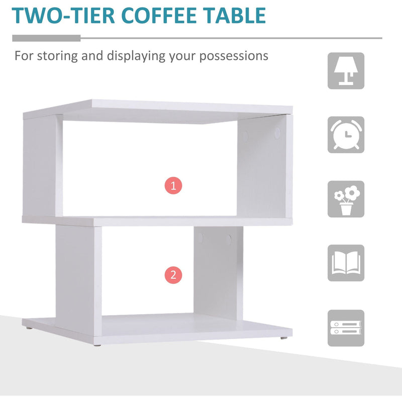 2 Tier Square Coffee Table with Storage