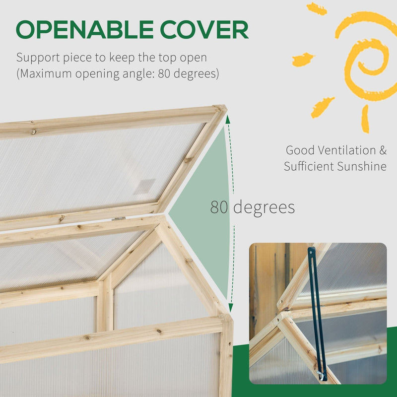 Small Wooden Cold Frame Greenhouse, Polycarbonate Panels