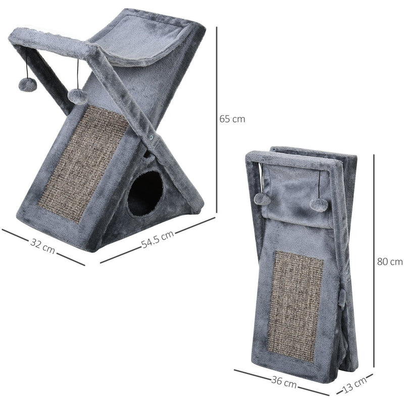 Two Tier Cat Tree Scratching Post - Grey