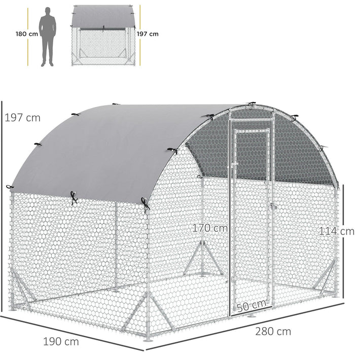 Galvanised Chicken Cage With Run, Water-Resist Cover