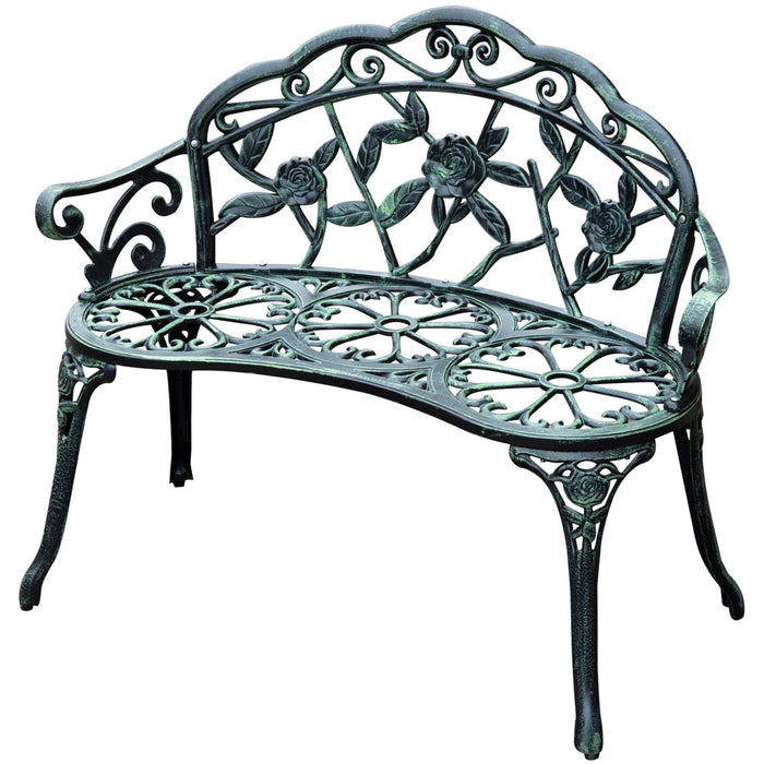 Cast Aluminium Garden Bench, Antique Rose-Style