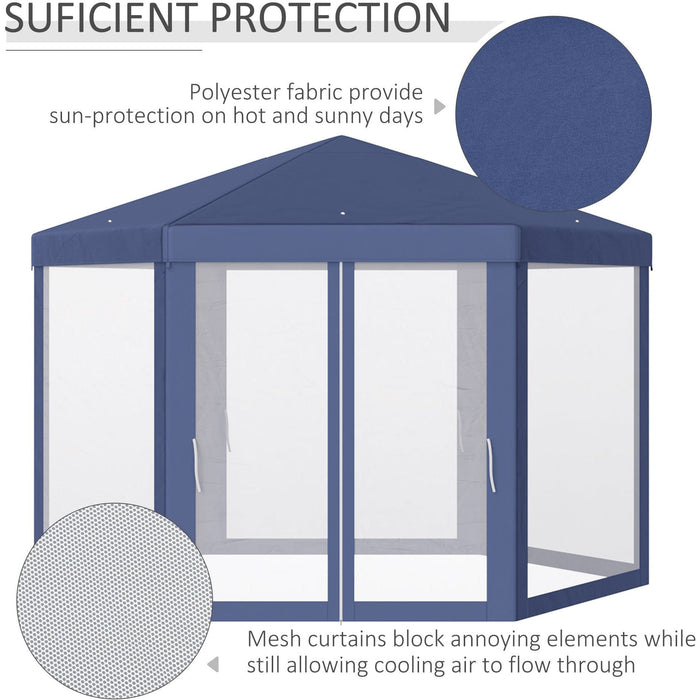 Hexagonal Gazebo With Mesh Sides, 4x4m