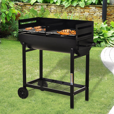 Half Barrel Barbecue, Large Grill Area Outsunny