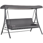 Outsunny 3 Seater Convertible Swing Chair Bed, Grey Outsunny