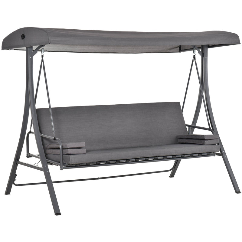 Outsunny 3 Seater Convertible Swing Chair Bed, Grey Outsunny