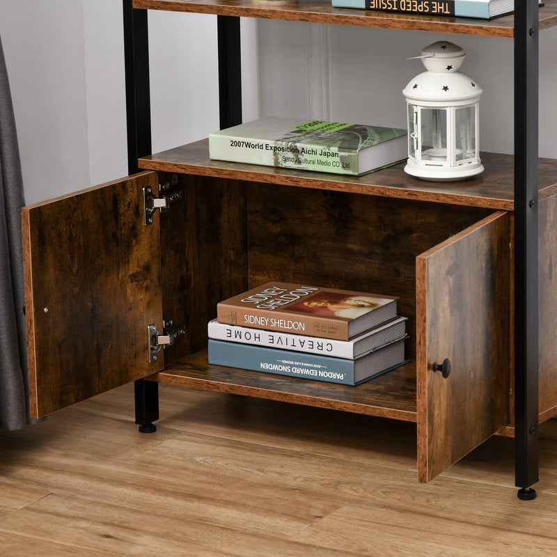 3 Tier Industrial Bookshelf, Rustic Brown, Storage Cabinet
