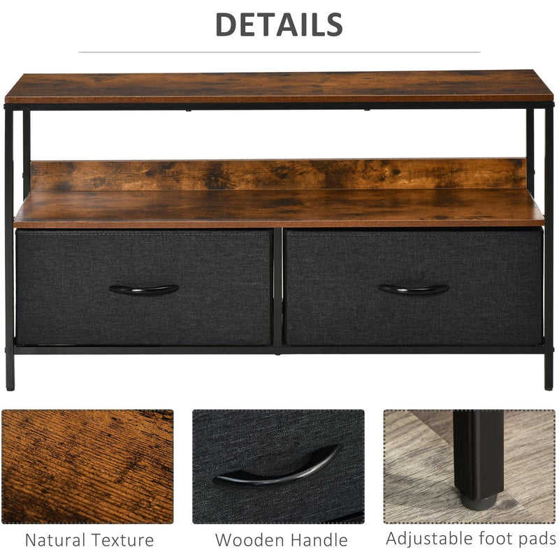 Rustic Brown TV Unit With 2 Linen Drawers