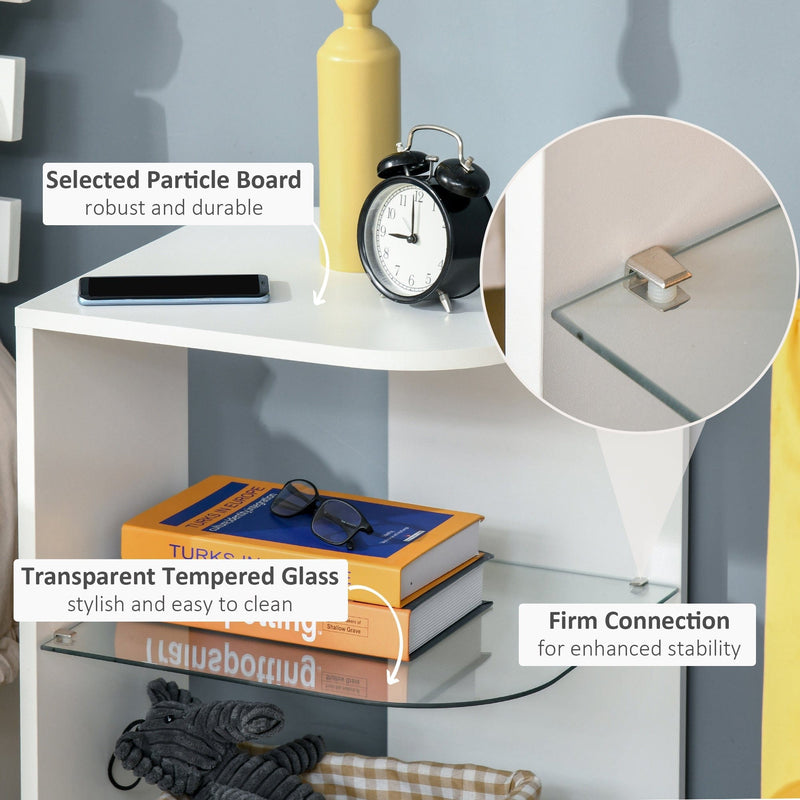 Modern Bedside Table With Glass Shelf