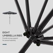2.7m Large Outdoor Garden Umbrella - Black Outsunny