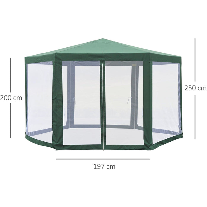 Hexagonal Gazebo With Mesh Sides, 4x4m