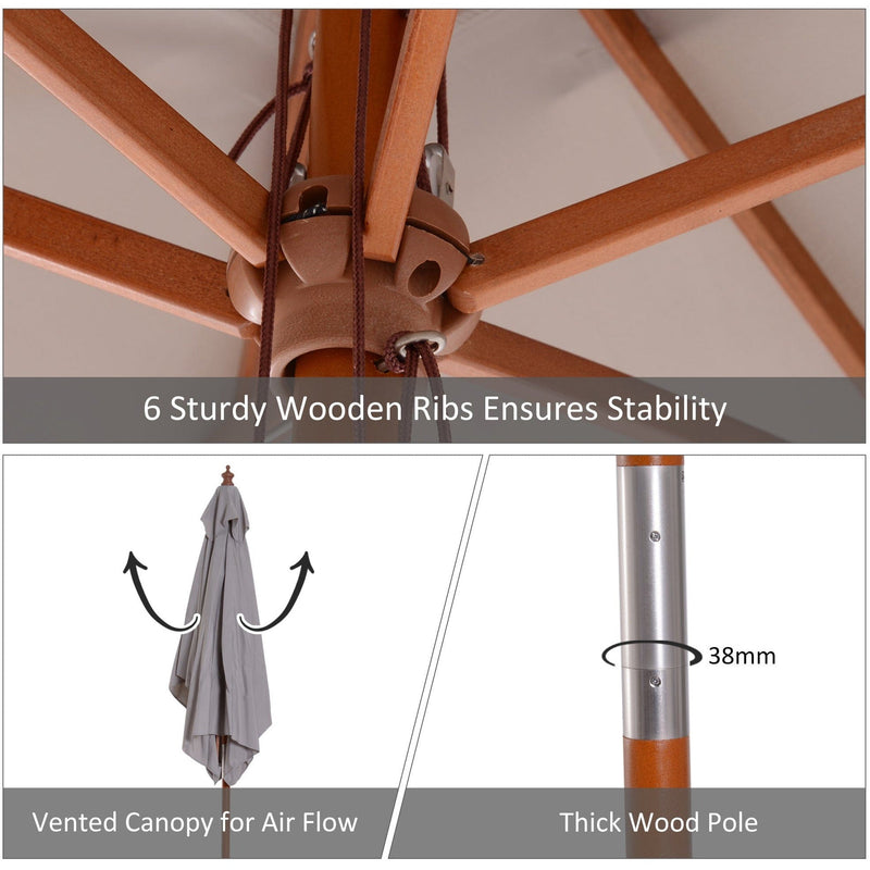 2m Outdoor Tilting Parasol Umbrella, Garden Sun Shade