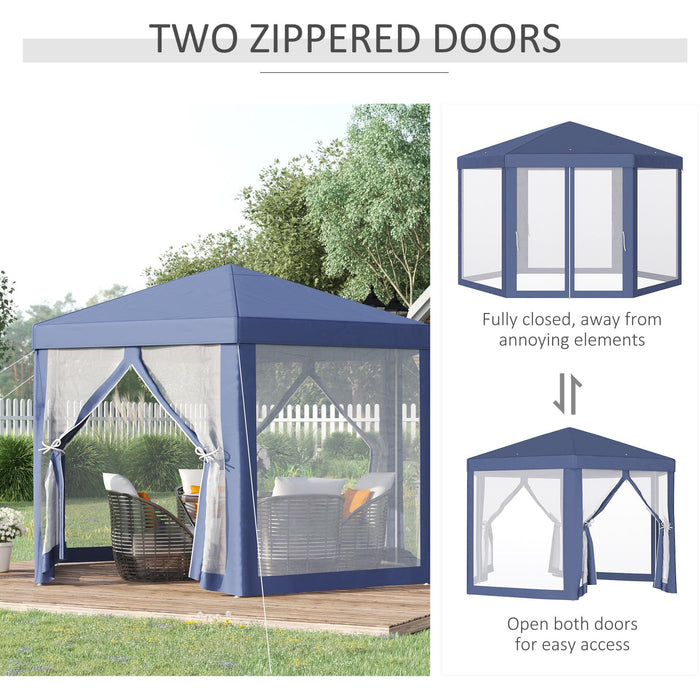 Hexagonal Gazebo With Mesh Sides, 4x4m