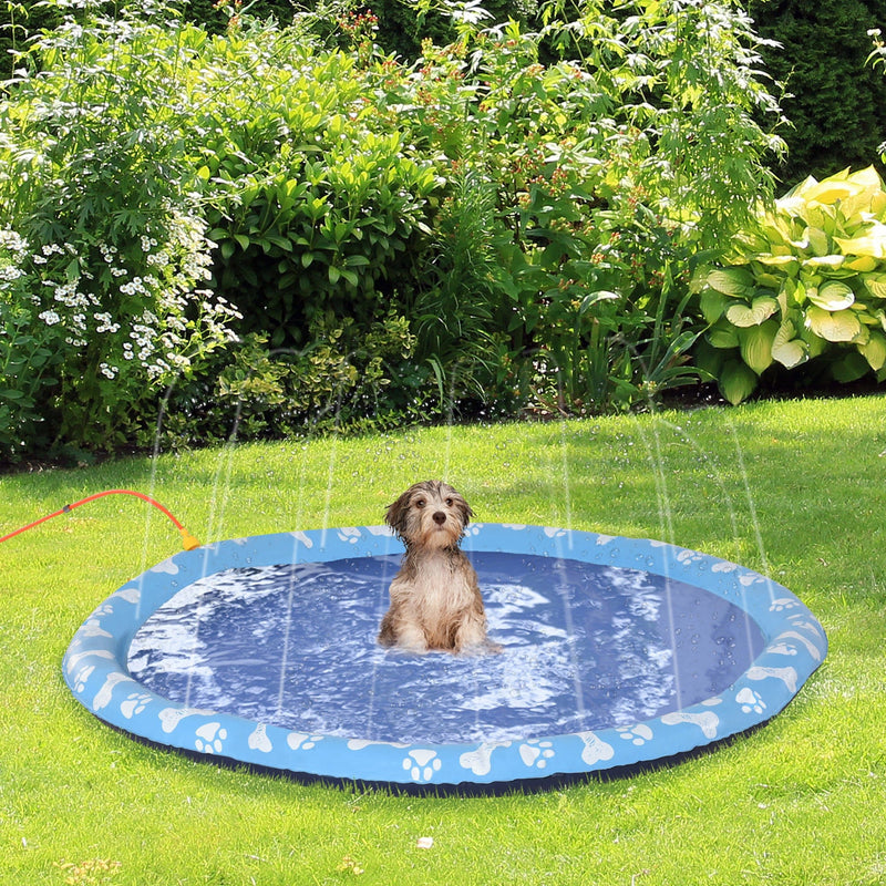 170cm Dog Sprinkler Splash Pad, Non-slip, Blue