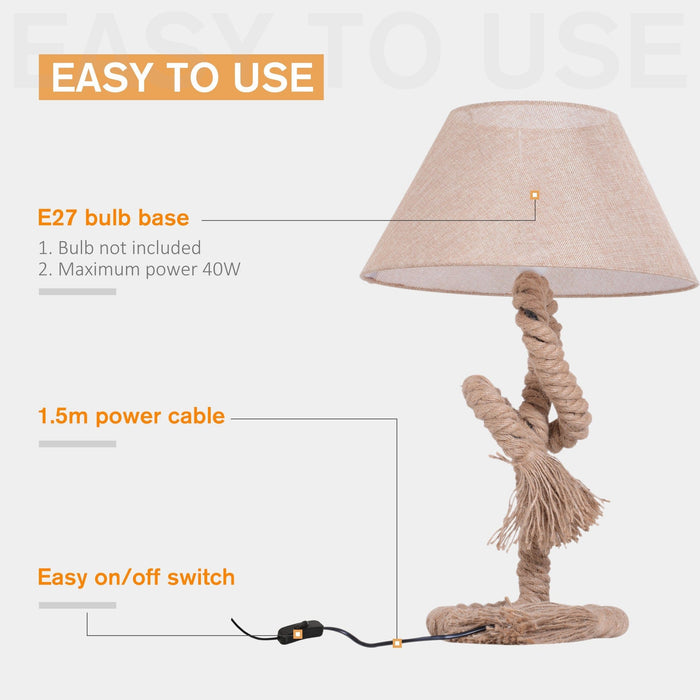 Nautical Twisted Rope Table Lamp, Beige