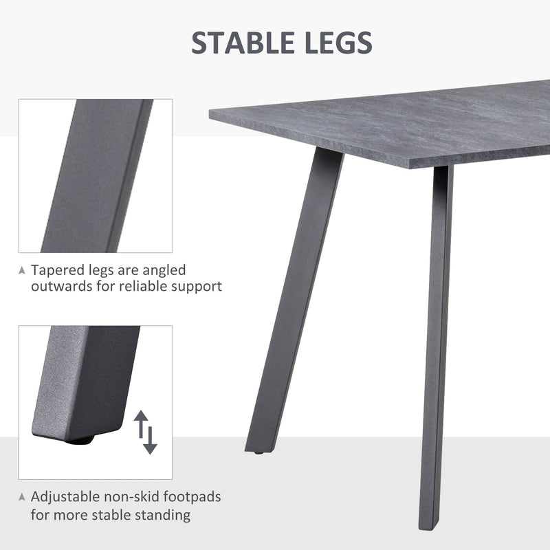 Dining Table, Metal Legs, Spacious Top, Dark Grey