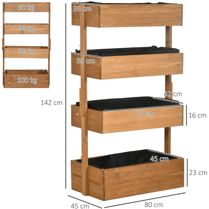 80cm 4-Tier Wood Raised Garden Bed