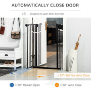 Extra Tall Pet Gate with Door (74-80cm) - Black Pawhut