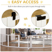 White Freestanding Wooden Pet Gate, 6 Panels Pawhut