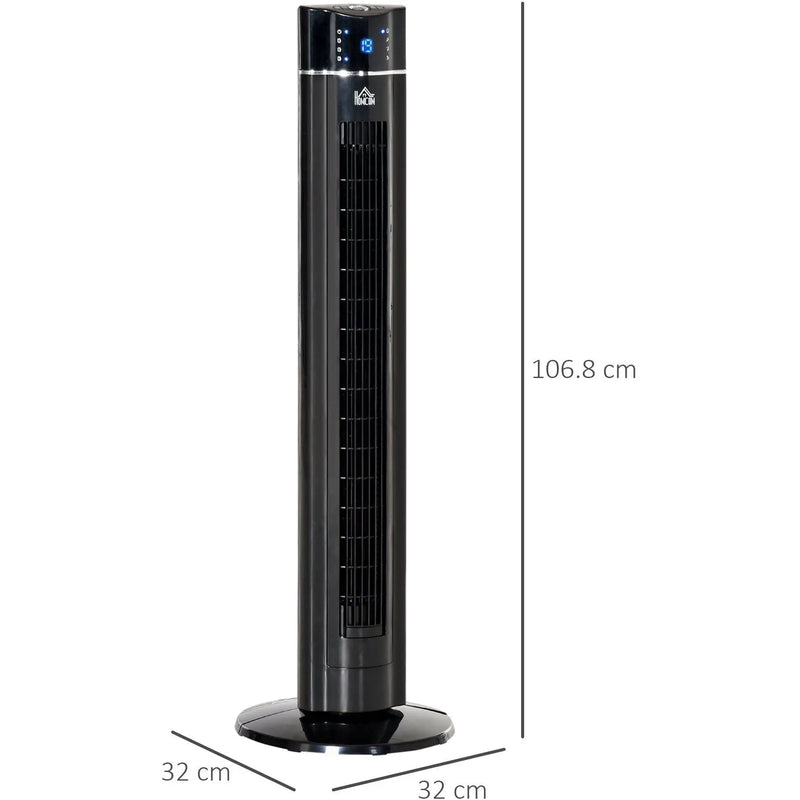 42" Anion Tower Fan with Remote, 3 Speed, Oscillation, Black Homcom