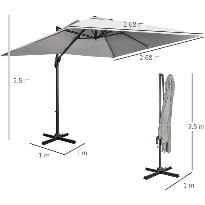 2.7x2.7m Cantilever Parasol - Light Grey