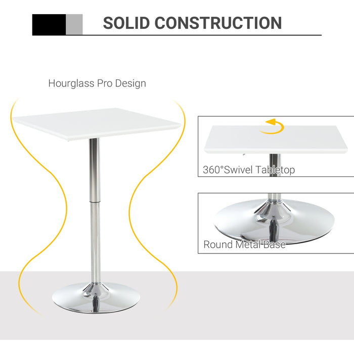 White Square Adjustable Bar Table