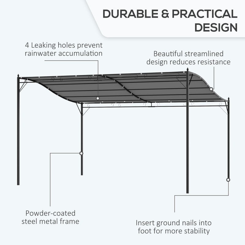 Wall Mounted Gazebo Canopy, Steel Frame, 4 x 3m