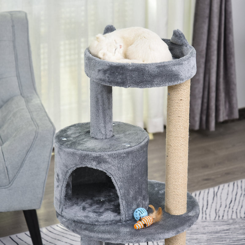 3-Tier Cat Activity Tree, Scratching Posts, Ear Perch, Toys