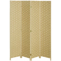 Brown Wave 4-Panel Room Divider, 170cm Homcom