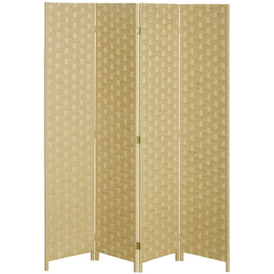 Brown Wave 4-Panel Room Divider, 170cm Homcom