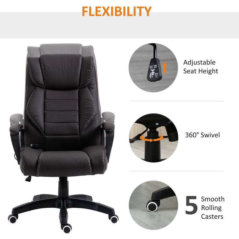 6 Point Vibrating Massage Office Chair, Swivel, Footrest