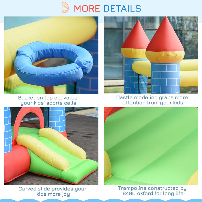 4-in-1 Kids Castle Bouncy With Pool and Slide, Age 3-10 Yrs