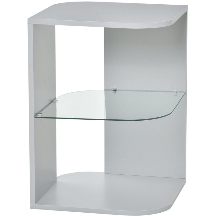 Modern Bedside Table With Glass Shelf