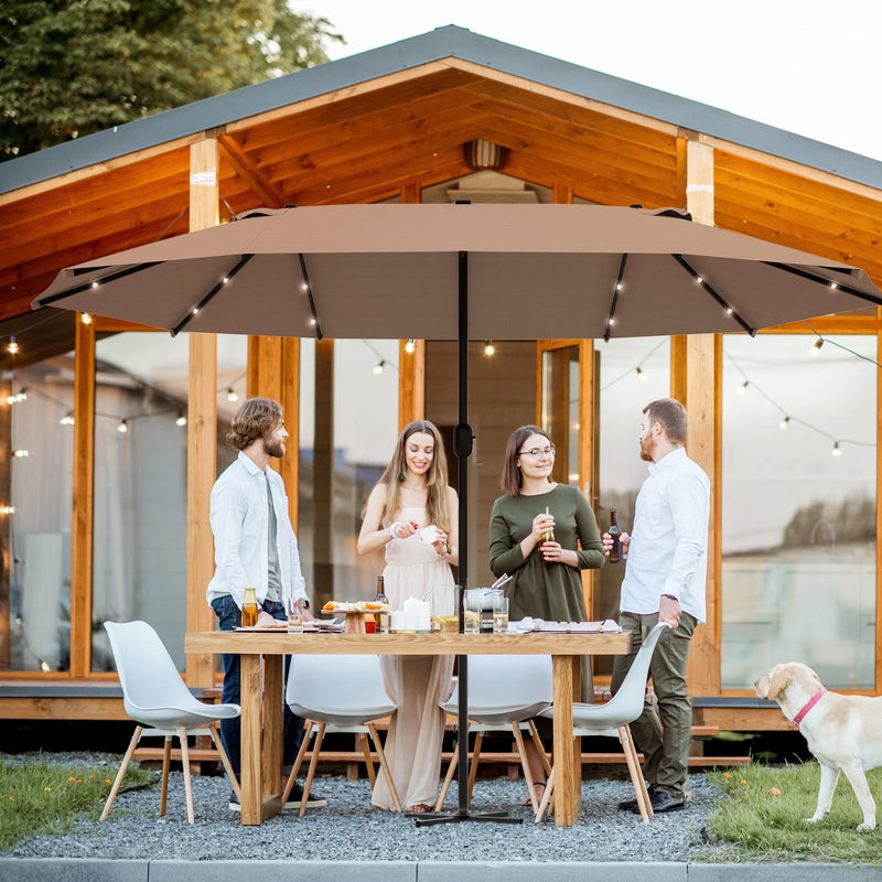 4.4m Double Sided LED Garden Parasol - Patio Sun Shade