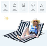 Outsunny Set of 2 Foldable Garden Beach Chair Mat Lightweight Outdoor Sun Lounger Seats Adjustable Back Metal Frame PE Fabric Head Pillow, Blue Outsunny