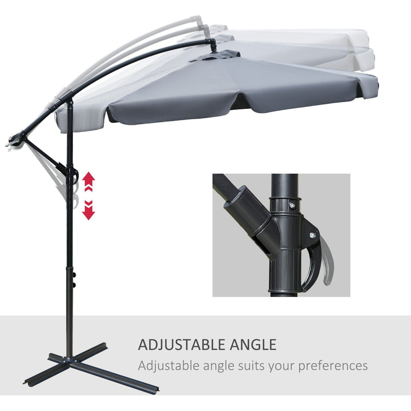 2.7m Cantilever Parasol With Cross Base - Crank Handle