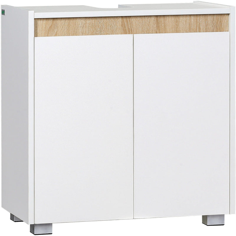 White Floor Standing Bathroom Sink Cabinet With Double Doors