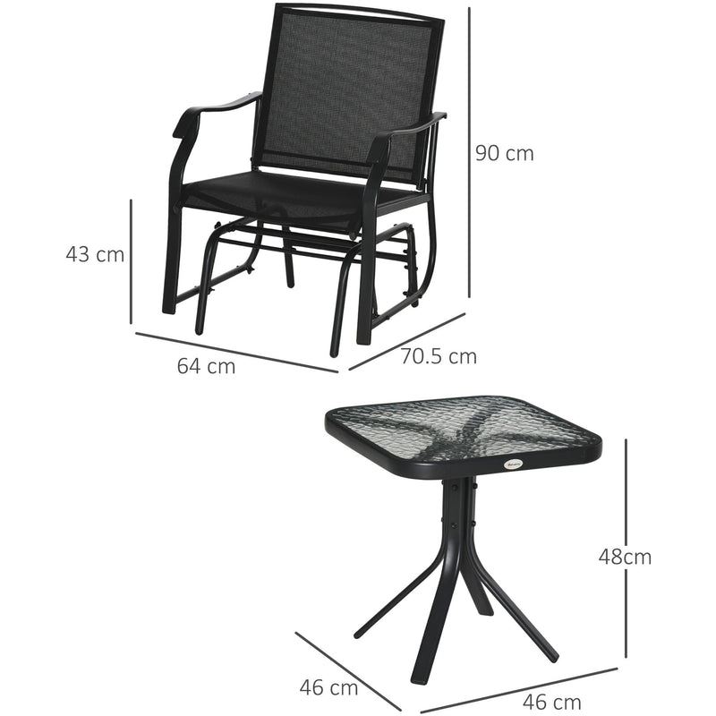 Glider Chair and Table Set, 2 Seater