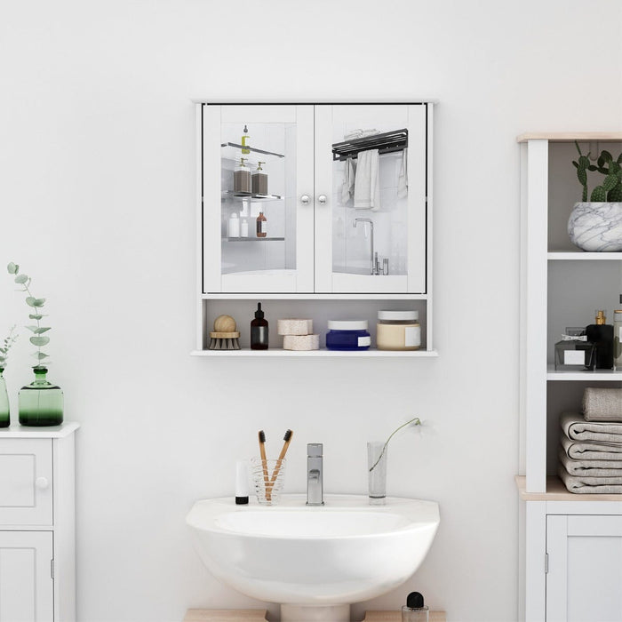 Bathroom Cabinet With Mirror, 56L x 13W x 58Hcm, White
