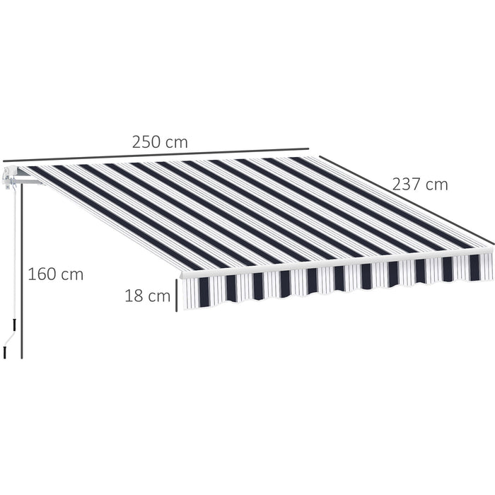 Manual Retractable Garden Patio Awning, 2.5m x 2m