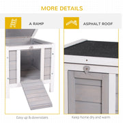 PawHut Wooden Rabbit Hutch Bunny Puppy Cage Guinea Pig Hutch, Rabbit Hideaway, Cat House, Pet Habitat Small Animals Ferret 51 x 42 x 43 cm, Grey Pawhut