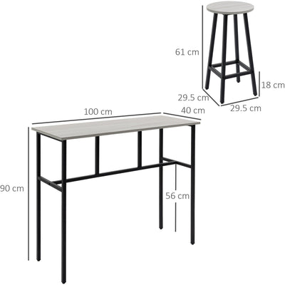 6-Piece Bar Table Set, 2 Bar Tables, 4 Counter Height Stools Homcom