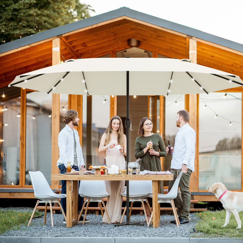 4.4m Double Sided LED Garden Parasol - Patio Sun Shade