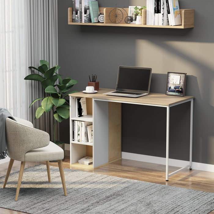 Home Office Desk with Storage Shelves, Sturdy Writing Table