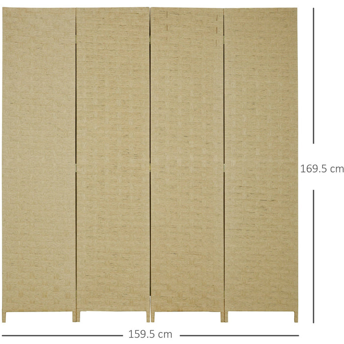 Brown Wave 4-Panel Room Divider, 170cm