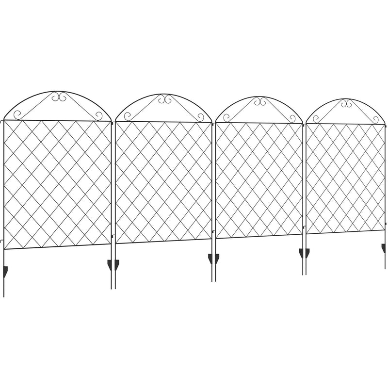 4Pc Black Garden Metal Border Fence 43in