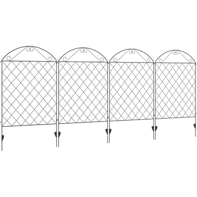 4Pc Black Garden Metal Border Fence 43in Outsunny
